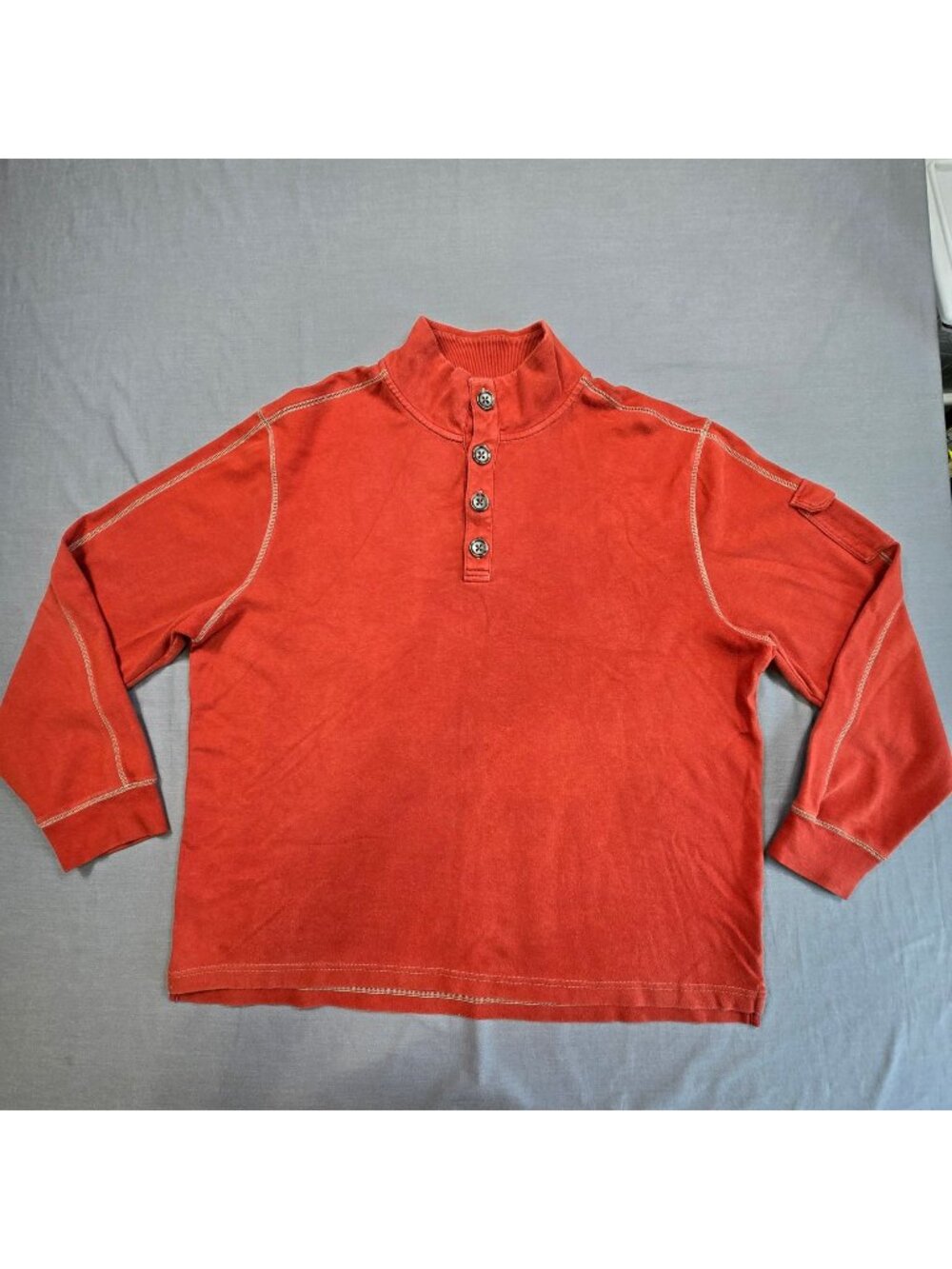Banana Republic XXL Burnt Brick Red 100% Cotton Mock Neck Pullover Sweatshirt